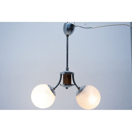 Image 1 of Vintage art deco kroonluchter van hout en chroom, 1930