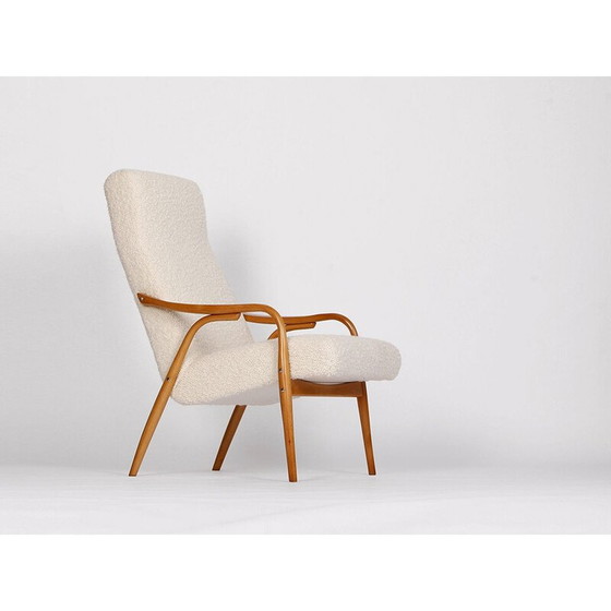 Image 1 of Mid century boucle fauteuil van Antonin Suman voor Ton, Tsjecho-Slowakije 1950