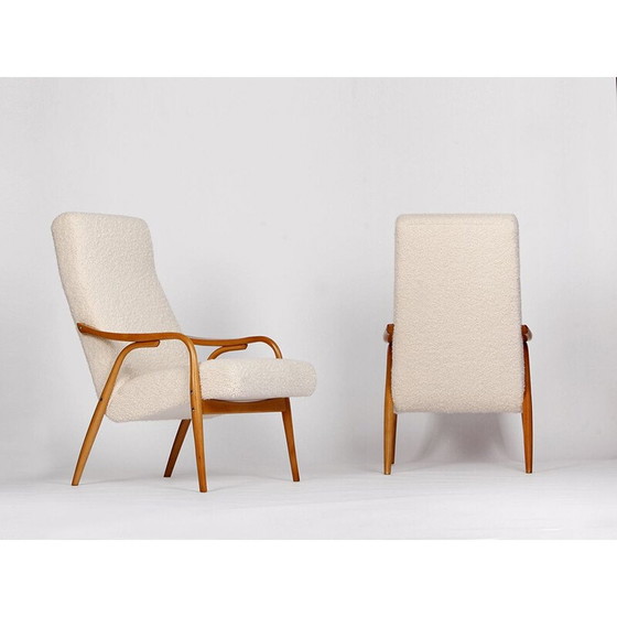 Image 1 of Mid century boucle fauteuil van Antonin Suman voor Ton, Tsjecho-Slowakije 1950