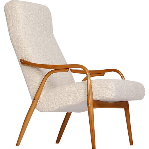 Mid century boucle fauteuil van Antonin Suman voor Ton, Tsjecho-Slowakije 1950