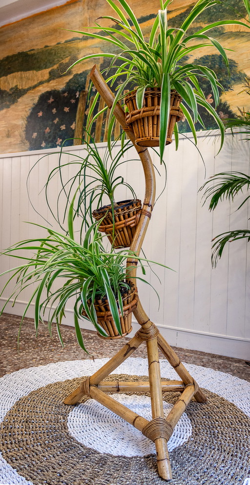 Vintage rotan plantenhouder