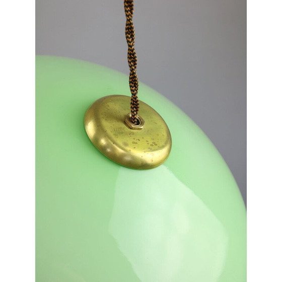 Image 1 of Vintage hanglamp van groen glas en messing, Italië