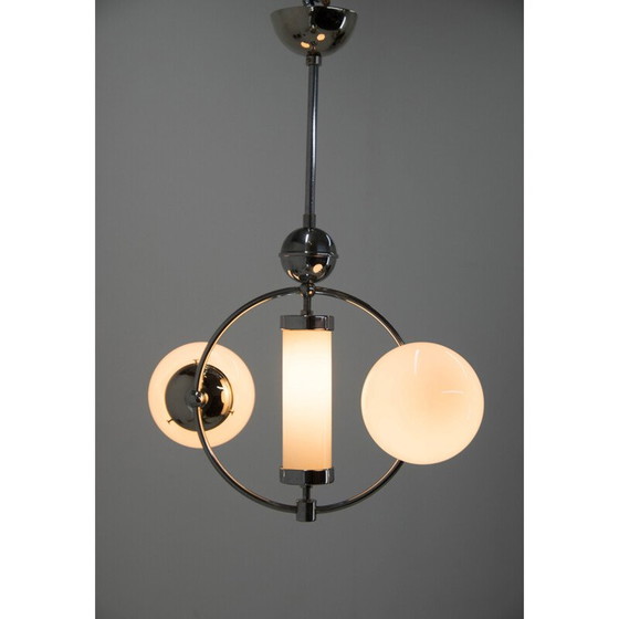Image 1 of Vintage kroonluchter van opaline glas, jaren 1930