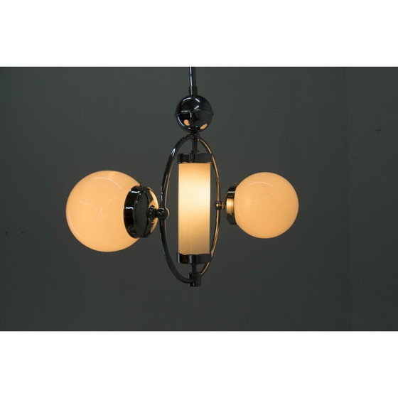 Image 1 of Vintage kroonluchter van opaline glas, jaren 1930