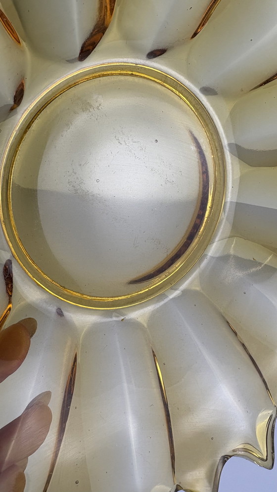 Image 1 of Art Deco Amber Kleurige Zonnebloem Schaal 