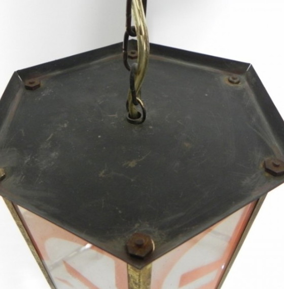 Image 1 of Art Deco hanglamp met 6 glazen platen