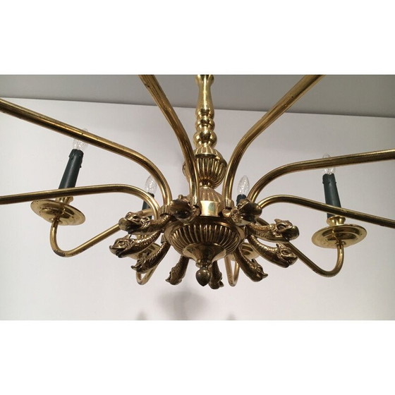 Image 1 of Vintage messing kroonluchter voor Maison Jansen, 1940