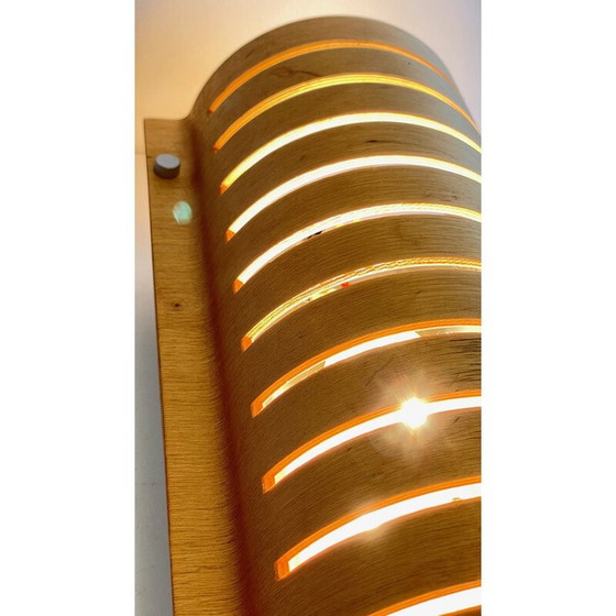 Image 1 of Vintage wandlamp van gebogen hout en staal, Ikea, 1990