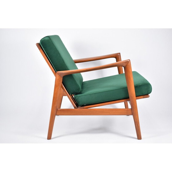 Image 1 of Vintage teakhouten en stoffen fauteuil voor Swarzędz, 1960