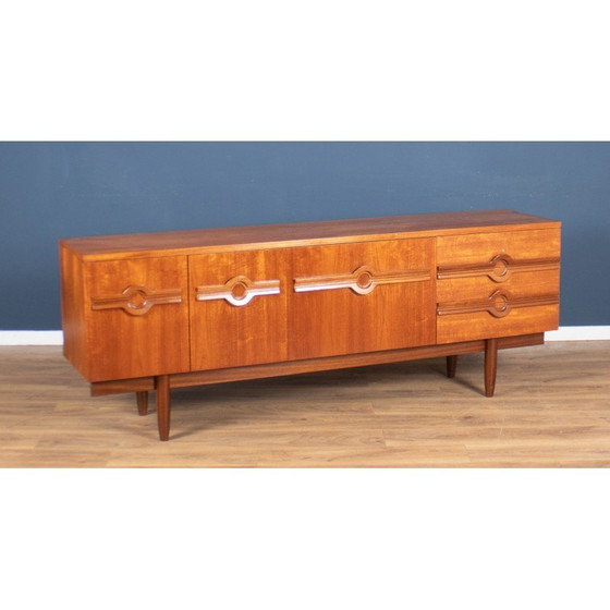 Image 1 of Vintage teakhouten dressoir met drie kasten en vier laden, jaren 1960