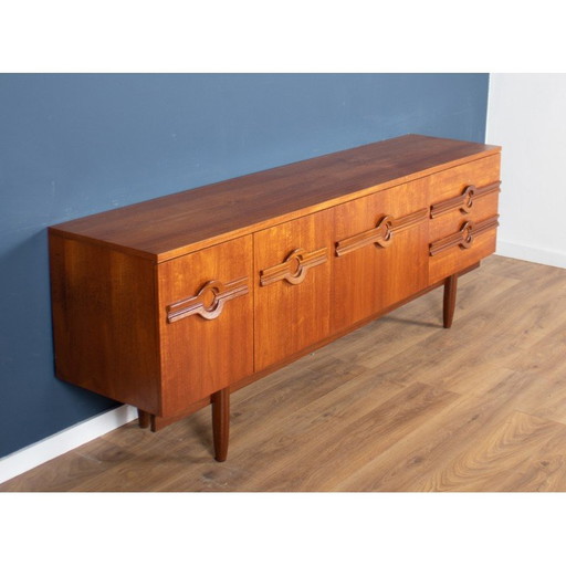 Vintage teakhouten dressoir met drie kasten en vier laden, jaren 1960