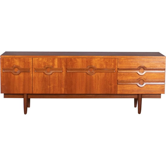 Image 1 of Vintage teakhouten dressoir met drie kasten en vier laden, jaren 1960