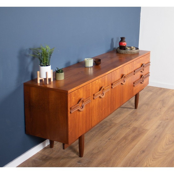 Image 1 of Vintage teakhouten dressoir met drie kasten en vier laden, jaren 1960