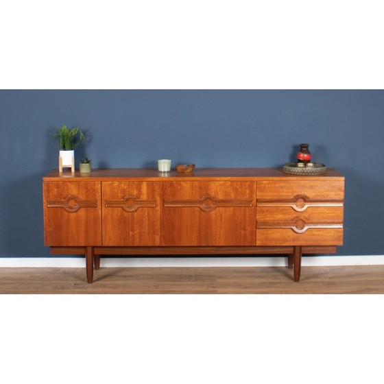 Image 1 of Vintage teakhouten dressoir met drie kasten en vier laden, jaren 1960