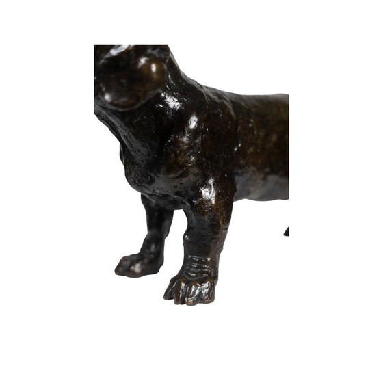 Image 1 of Vintage bronzen "Dog Basset Toc" sculptuur van François Pompon voor Atelier Valsuani, 2006