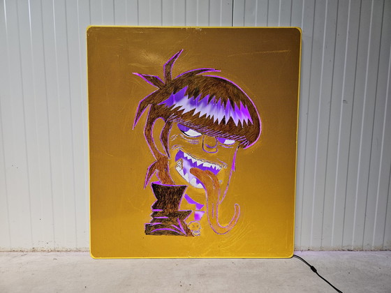 Image 1 of Gorillaz kunstwerk groot, verlicht