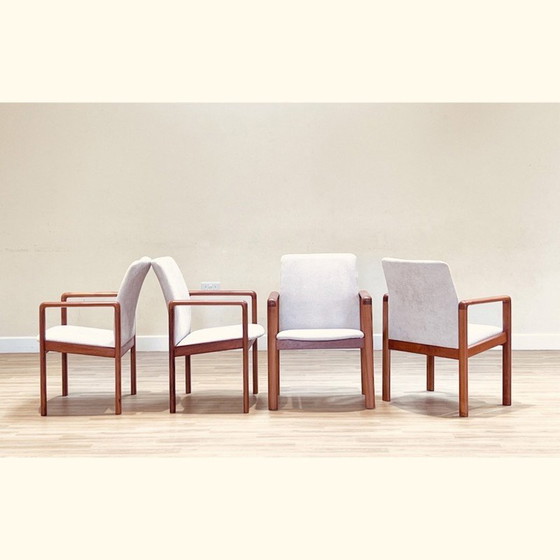 Image 1 of Set van 4 vintage teakhouten fauteuils van Dyrlund, Denemarken 1960