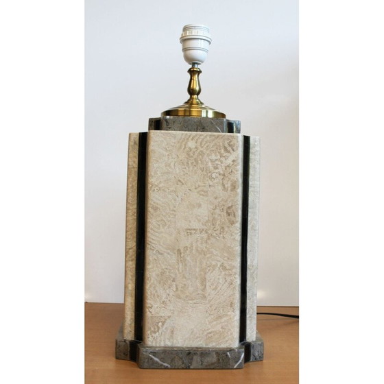 Image 1 of Vintage marmeren lamp versierd met keramiek