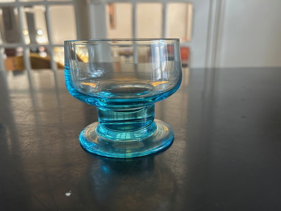 Image 1 of 6 Blauw kristallen glazen 1970