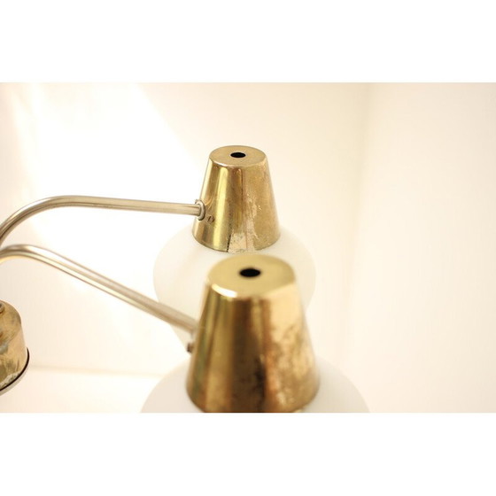 Image 1 of Vintage kroonluchter van messing en metaal door Kamenicky Senov, Tsjecho-Slowakije 1970