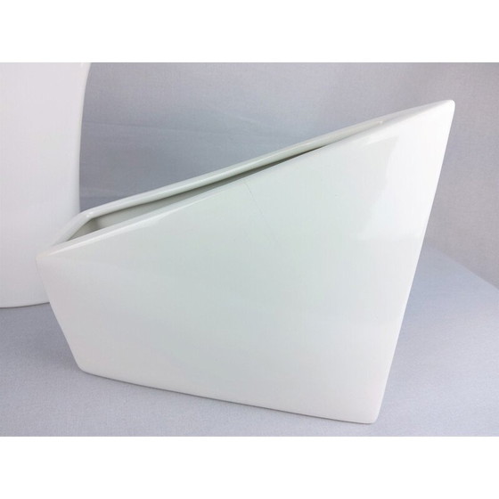 Image 1 of Set van 3 vintage vazen van wit keramiek 1960