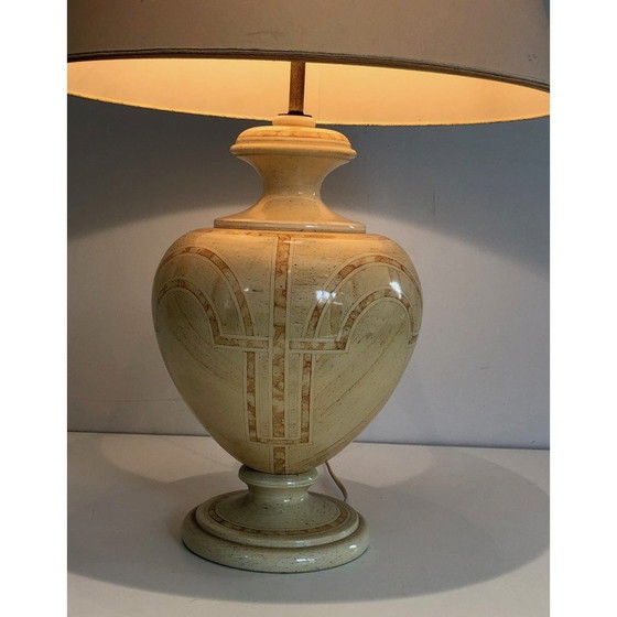 Image 1 of Vintage lamp in gelakt houten eierschaal, 1970