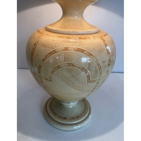 Image 1 of Vintage lamp in gelakt houten eierschaal, 1970