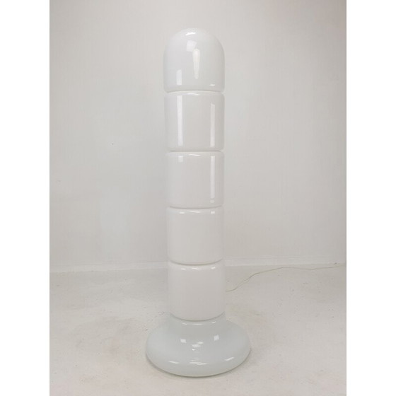 Image 1 of Italiaanse vintage opaline glazen vloerlamp Zea van Salocchi voor Lumenform, 1970
