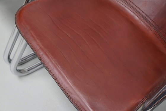 Image 1 of 4x Metaform cognac leren stoelen