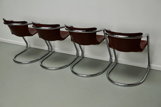 Image 1 of 4x Metaform cognac leren stoelen