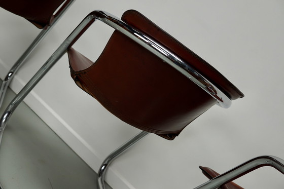 Image 1 of 4x Metaform cognac leren stoelen