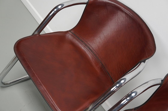 Image 1 of 4x Metaform cognac leren stoelen