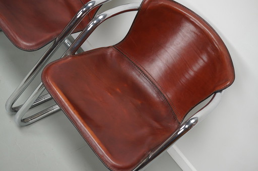 4x Metaform cognac leren stoelen