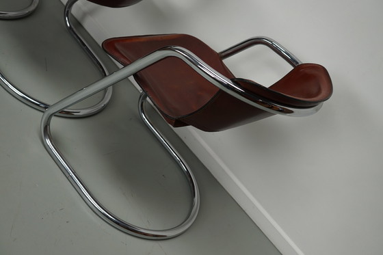 Image 1 of 4x Metaform cognac leren stoelen