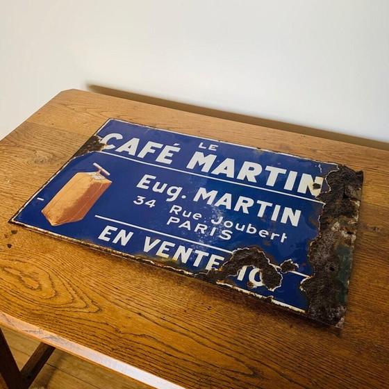 Image 1 of Vintage geëmailleerde plaquette café Martin