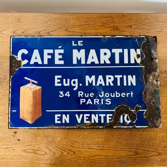 Image 1 of Vintage geëmailleerde plaquette café Martin