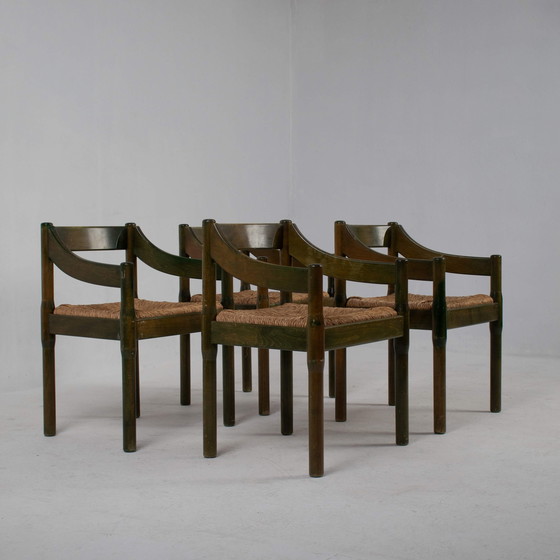 Image 1 of Groen Carimate Stoelenset Voor Cassina, 1970S