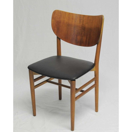 Image 1 of Set van 12 vintage eiken en teakhouten stoelen door Niels en Eva Koppel voor Slagelse Mobelfabrik, Denemarken 1950