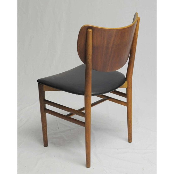 Image 1 of Set van 12 vintage eiken en teakhouten stoelen door Niels en Eva Koppel voor Slagelse Mobelfabrik, Denemarken 1950