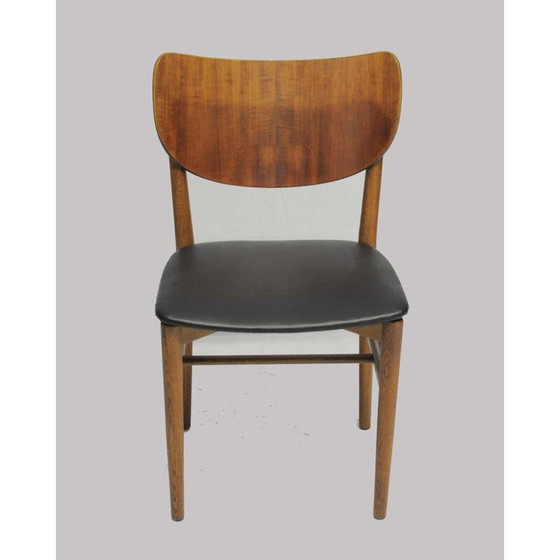Image 1 of Set van 12 vintage eiken en teakhouten stoelen door Niels en Eva Koppel voor Slagelse Mobelfabrik, Denemarken 1950