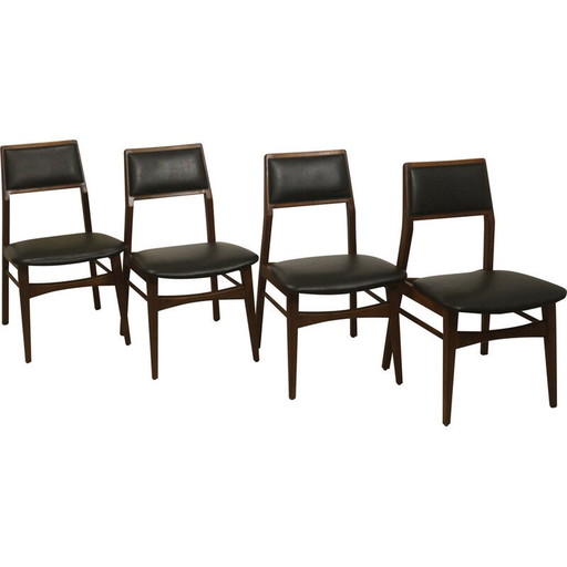 Set van 4 vintage walnoten eetkamerstoelen door Foster McDavid, 1970