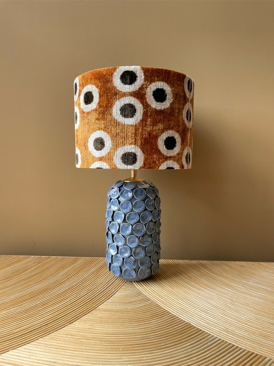 Image 1 of Blauwe bloemen handgemaakte lamp