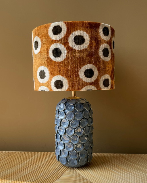 Blauwe bloemen handgemaakte lamp