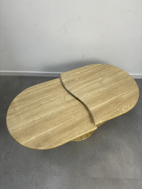 Image 1 of Vintage travertin salontafel met twee niveaus
