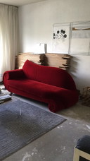 Design Donkerrode velours sofa