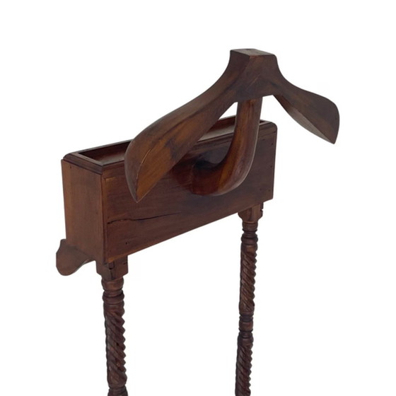 Image 1 of Dressboy / Valet Stand - Made in England - Twee lades en gedraaid houten frame