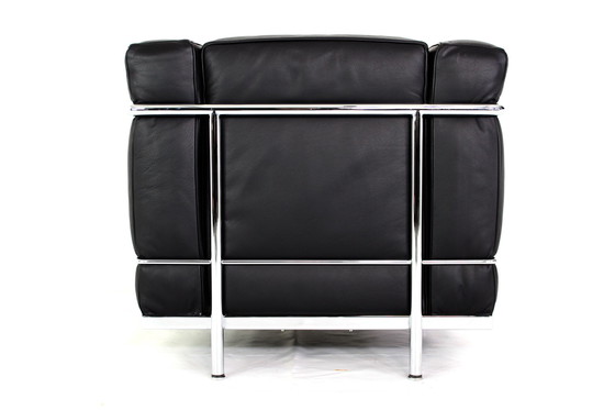 Image 1 of Cassina LC2 Le corbusier fauteuil, lounge stoel in zwart leer en verchroomd frame