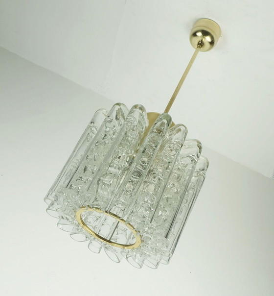 Image 1 of doria HANGLAMP kroonluchter met 16 glazen buizen jaren 60