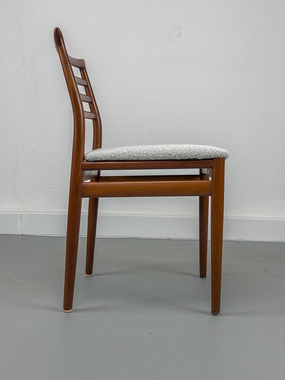 Image 1 of Teak & Bouclé Eetkamerstoel van Erling Torvits voor Sorø Stolefabrik, jaren 60