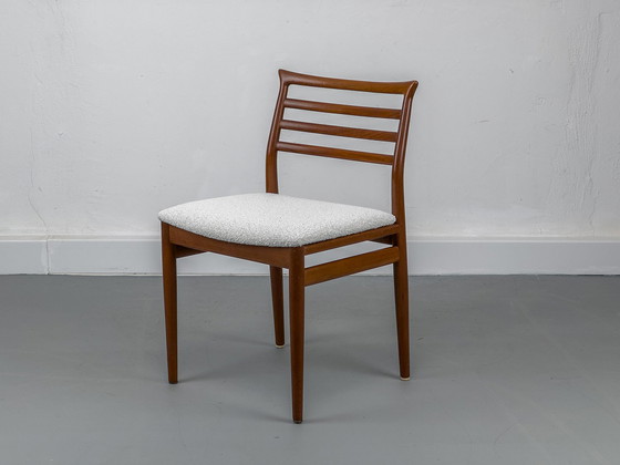 Image 1 of Teak & Bouclé Eetkamerstoel van Erling Torvits voor Sorø Stolefabrik, jaren 60